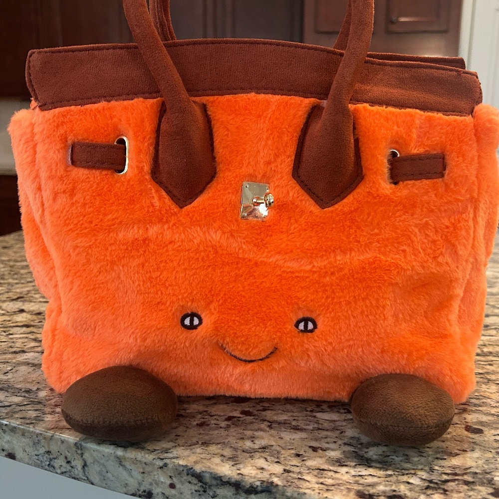 Unbranded orange plush furry purse